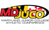 A red, black, yellow and white logo with the words Maryland Junior College Athletic Conferece