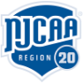 A blue and white logo with the words NJCAA Region 20